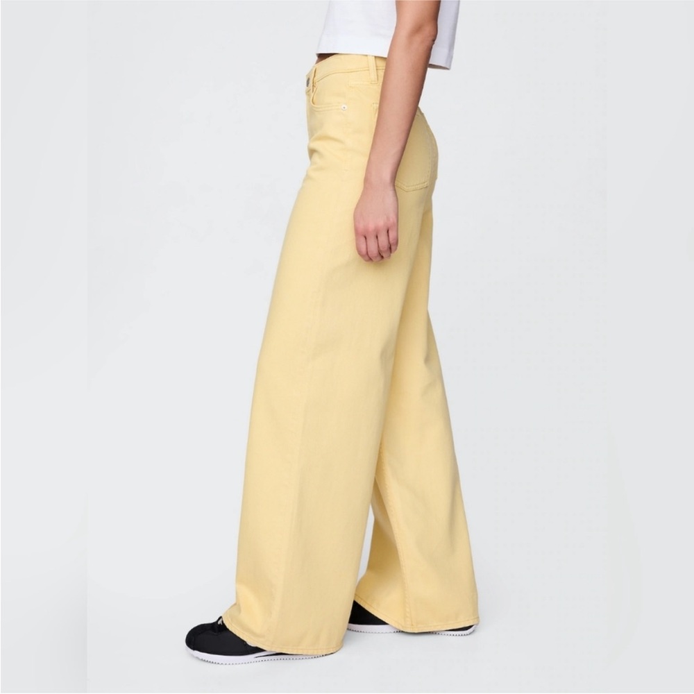 GAP Butter Yellow Baggy Mid Rise Wide Leg Jean in Ultrasoft Denim Sz 29 8 NEW - Picture 2 of 13